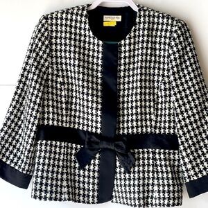 Amanda Smith Women's Petite Plus Size Houndstooth Plaid Blazer Jacket Coat,14P